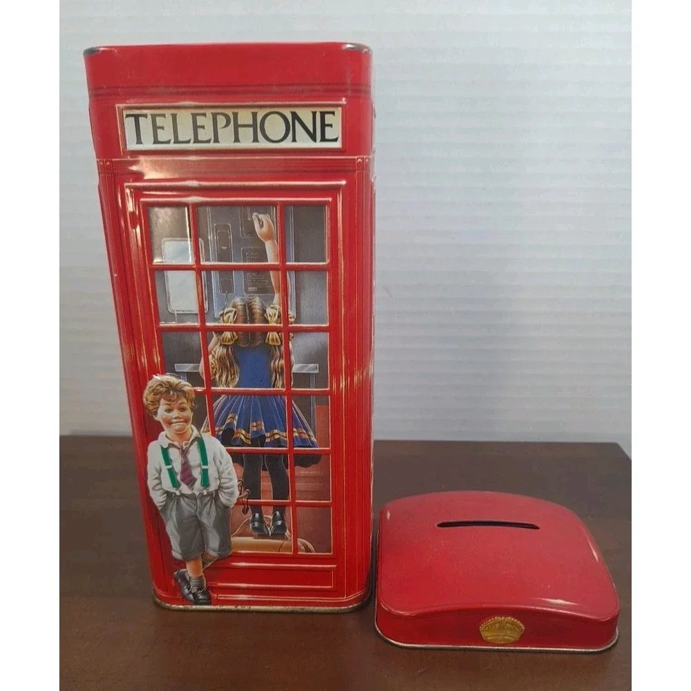 Vtg Churchill Heritage Of England Telephone Kiosk Money Tin Bank Made In England